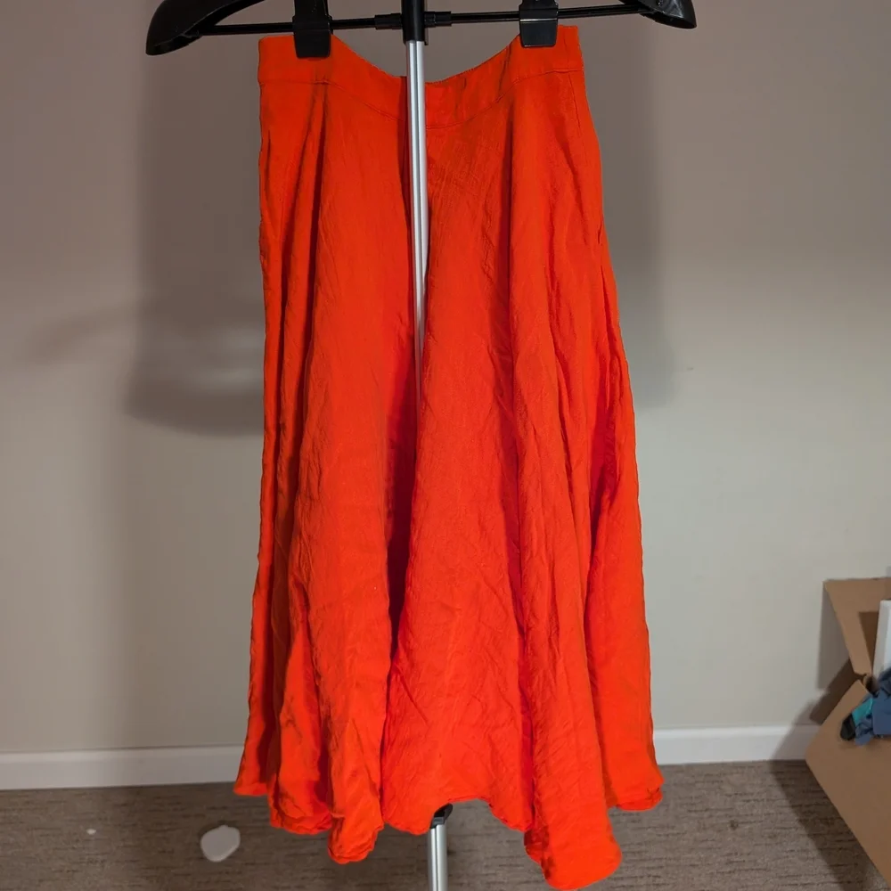 Lulu's Red Orange Midi Skirt Size XS - Picture 3 of 9